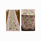 Dusty Rose & Sage Green handmade 13-piece cotton table linen set | handmade Jaipur handicraft table runners table mats napkins hand block India natural colors aesthetics | House of Avana [[SKU:HOA-TR-DRSG2-003]]