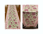 Dusty Rose & Sage Green Sanganer handmade cotton table runner | hand block printed table runners napkins table mats Jaipur handmade handicraft India natural colors | House of Avana [[SKU:HOA-TR-DRSG2-003]]