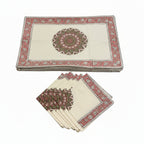 Dusty Rose & Sage Green Sanganer hand block printed table mats and napkins | India natural colors hand block table runners napkins table mats Jaipur handmade aesthetics handicraft | House of Avana