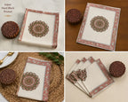 Dusty Rose & Sage Green handmade 13-piece cotton table linen set | India natural colors hand block table runners napkins table mats Jaipur handmade aesthetics handicraft | House of Avana [[SKU:HOA-TR-DRSG1-001]]