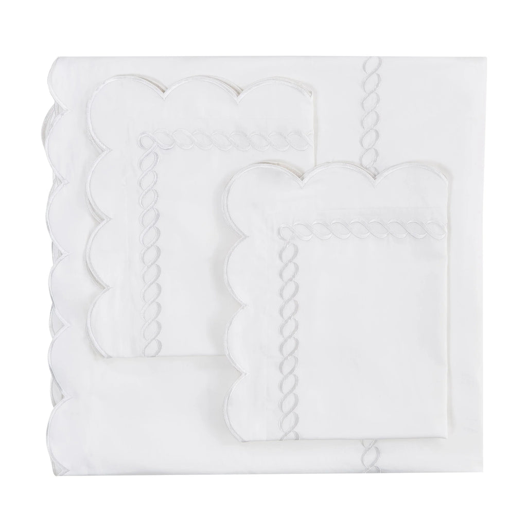 600 Thread Count Scallop Rope Embroidered Cotton Duvet Set Mélange Home