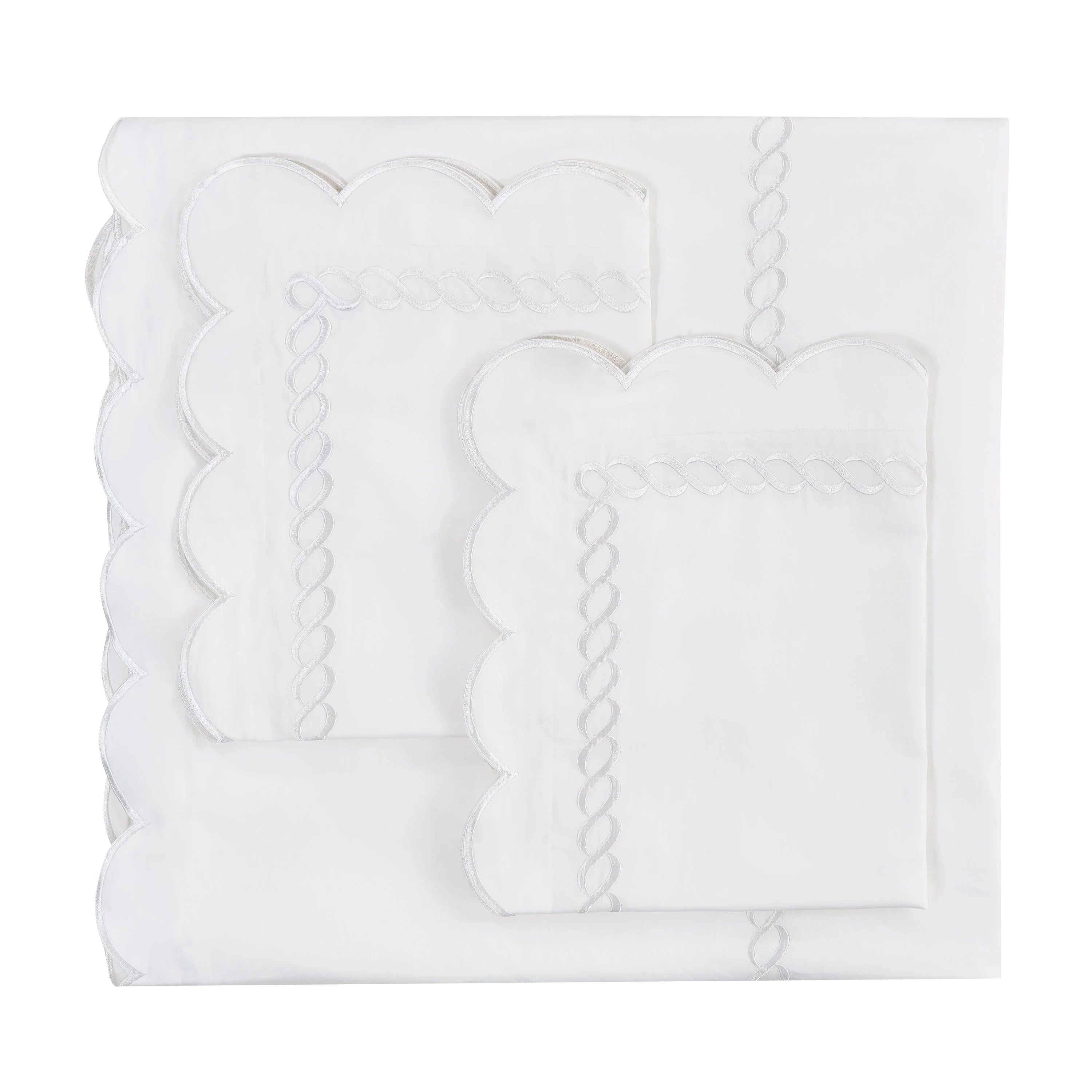 600 Thread Count Scallop Rope Embroidered Cotton Duvet Set Mélange Home