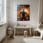 Dystopian Cyborg Encounter – UV Printed Sci-Fi Glass Wall Art for Futuristic Decor - KAFCD108 Peony Atelier