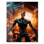 Dystopian Cyborg Encounter – UV Printed Sci-Fi Glass Wall Art for Futuristic Decor - KAFCD108 Peony Atelier