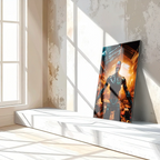 Dystopian Cyborg Encounter – UV Printed Sci-Fi Glass Wall Art for Futuristic Decor - KAFCD108 Peony Atelier
