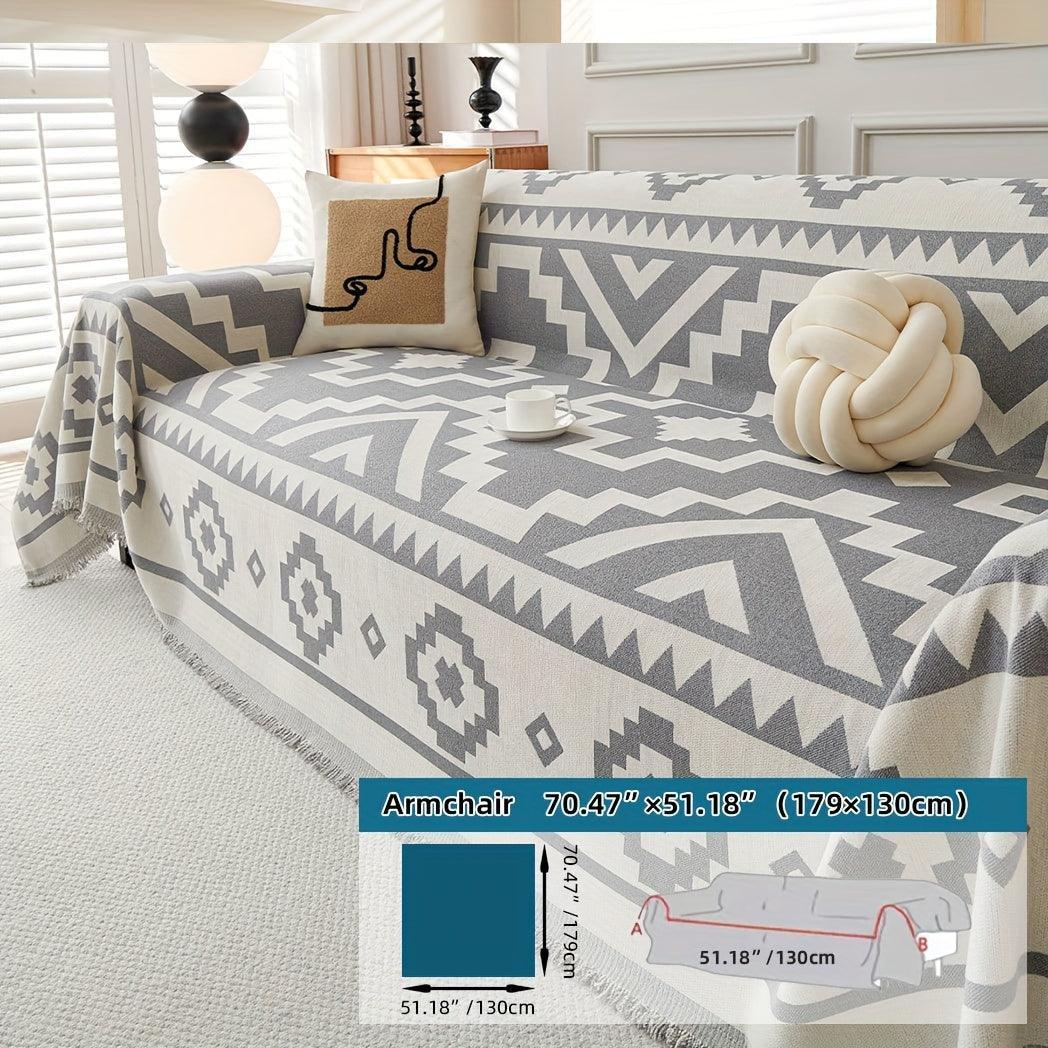 Boho-Chic All-Season Sofa Cover | Light Gray & Pet Proof Couch Cover topspet