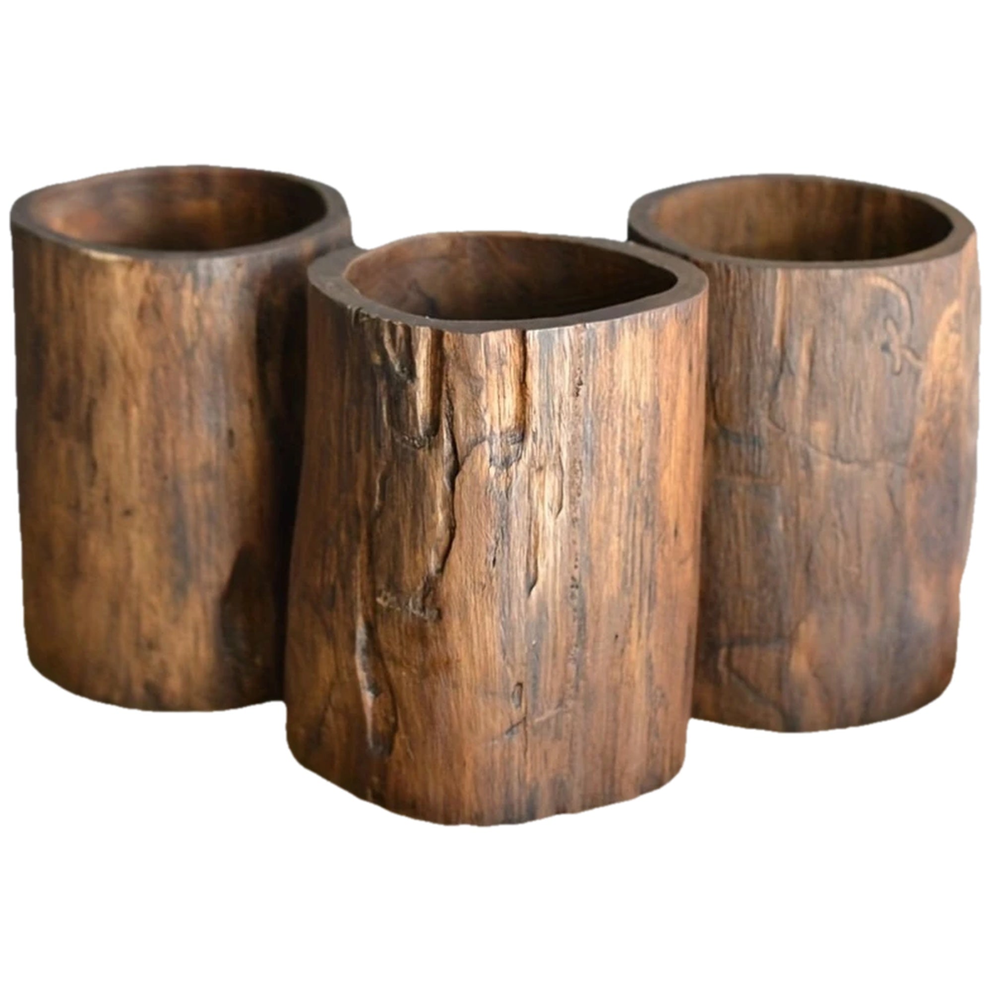 Pen Holder - Rustic Wood Small