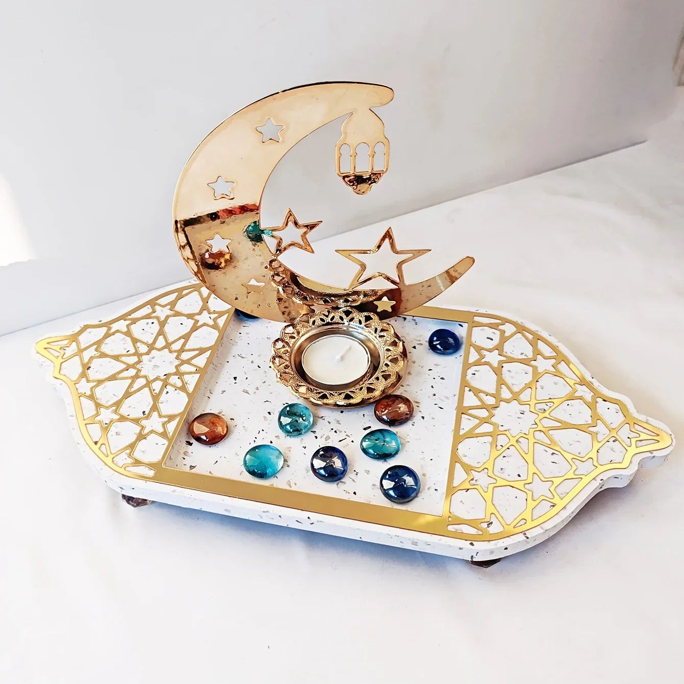 Golden Acrylic Tray - Ramadan Lantern Storage