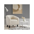 Costoffs Accent Chair Boucle Arm Chair, Barrel Club Chair with Rounded Back/Robust Legs/Armrests for Living Room/Bedroom/Office/Home, Blue/Ivory/Mustard Yellow House Of Avana