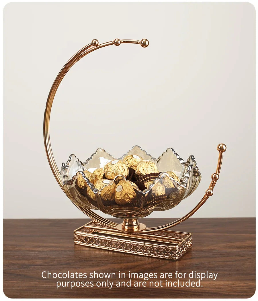 Gold Decor Bowl - Lotus Design Centerpiece