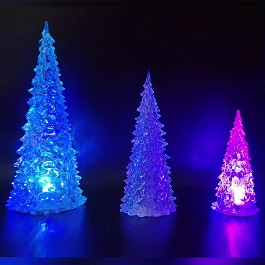 Lighted Acrylic Christmas Trees Acrylic LED Lighted Christmas Tree: 5in/6. 5in/8. 5in Crystal Xmas Tree Lamp Mini Colorful Glowing Tree Figurine Night Light Holiday Party Table Centerpiece House Of Avana