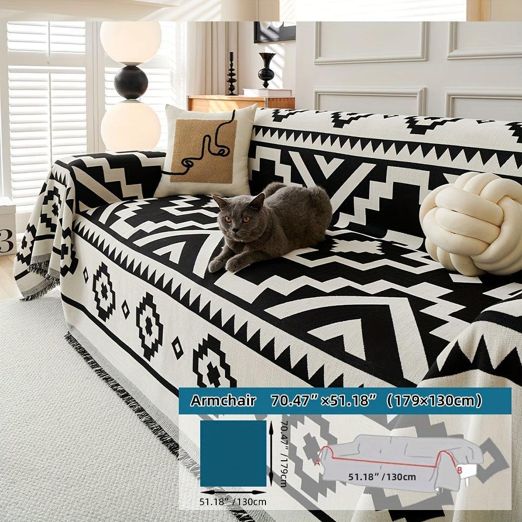 Boho-Chic All-Season Sofa Cover | Light Gray & Pet Proof Couch Cover topspet