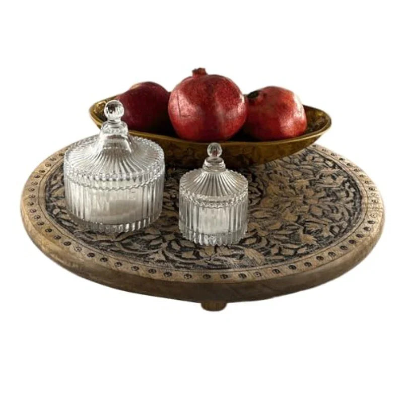 Wooden Tray - Rustic Serving Circle