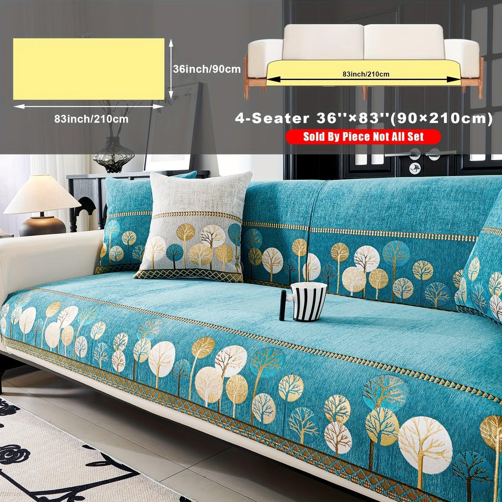 Pet Proof Couch Cover - Boho Chenille Sofa Cover with Tree Embroidery topspet