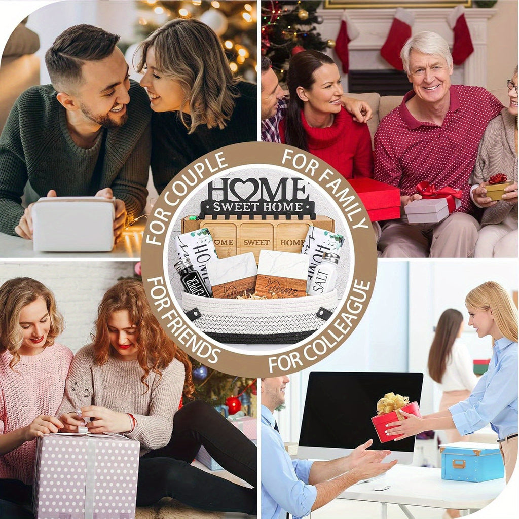 PENGTAI Unique Housewarming Basket - Handmade Bamboo & Cotton with "HOME" Design, Perfect for Couples, Clients, Women, Men - Ideal for House Buyers, Realtors, And New Apartment Gifts, Housewarming Gift|Unique Housewarming Bas House Of Avana