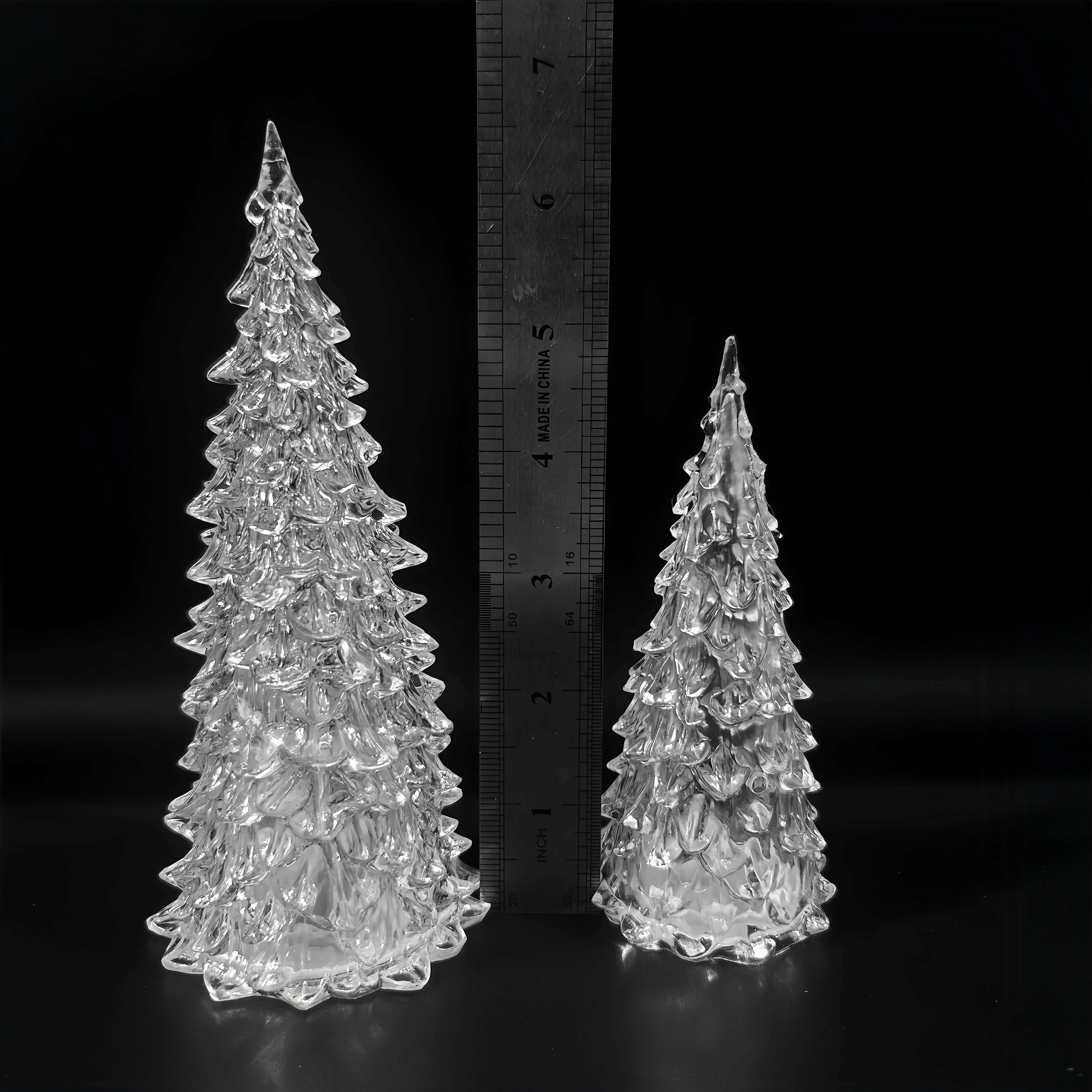 Lighted Acrylic Christmas Trees Acrylic LED Lighted Christmas Tree: 5in/6. 5in/8. 5in Crystal Xmas Tree Lamp Mini Colorful Glowing Tree Figurine Night Light Holiday Party Table Centerpiece House Of Avana