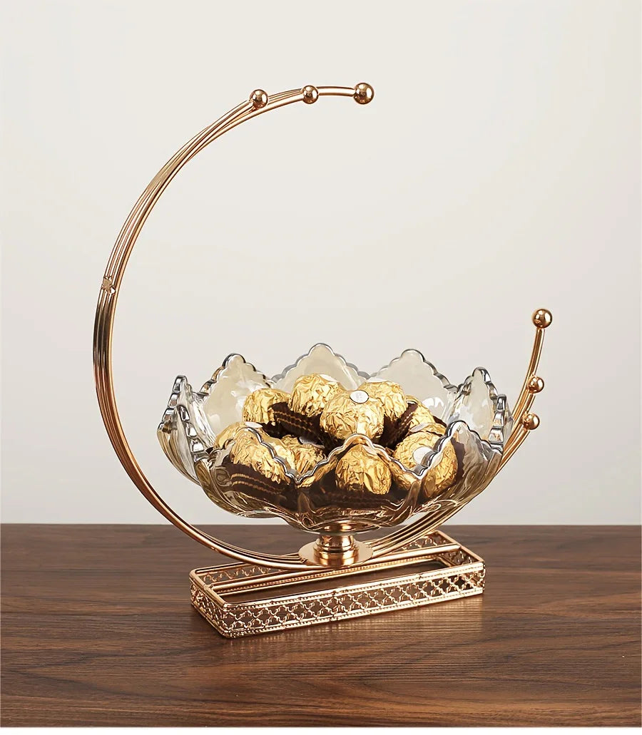 Gold Decor Bowl - Lotus Design Centerpiece
