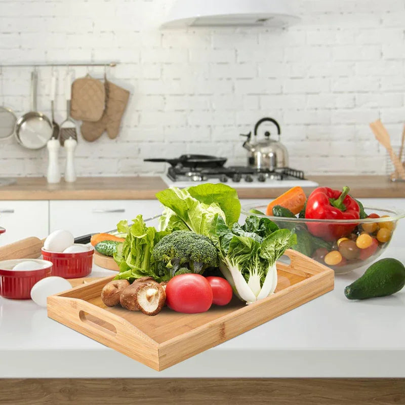 Serving Tray - Bamboo Wooden Rectangular