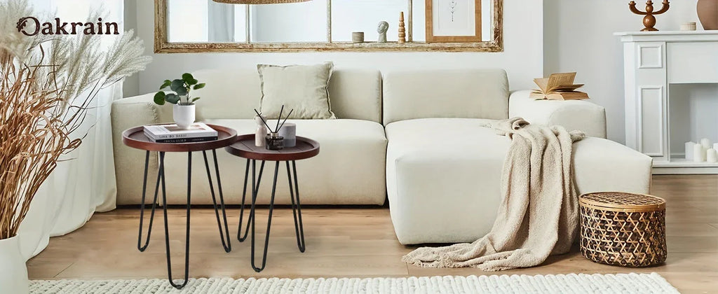 Oakrain Nesting Tables For Living Room, Round Nesting Coffee Table, Farmhouse End Tables Living Room Set Of 2, Wood Side Tables Set Of 2 For Sofa, Bedroom House Of Avana