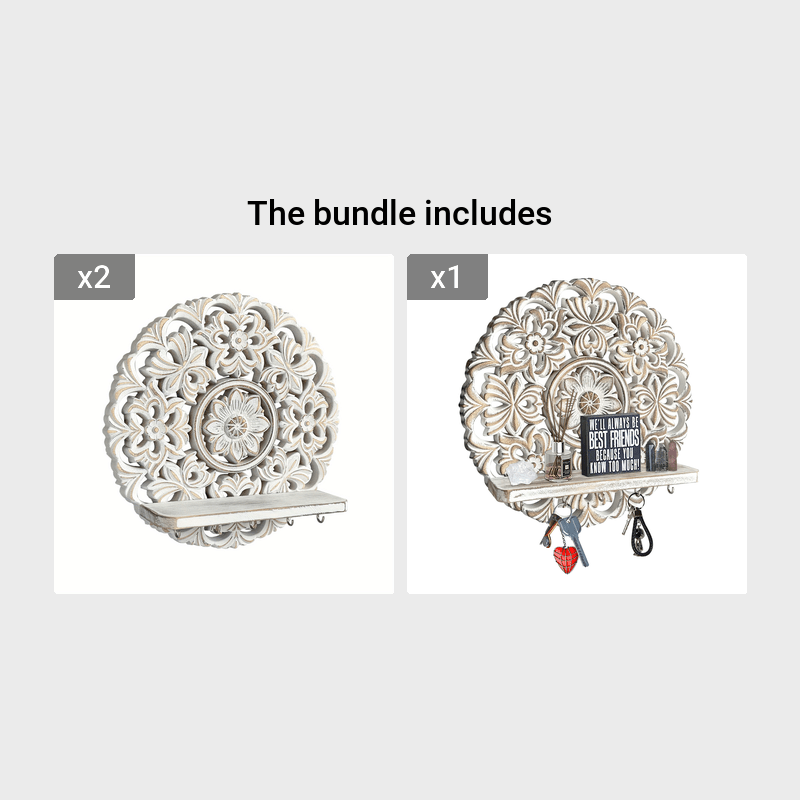 Shelf - Rustic Whitewashed Wood Wall