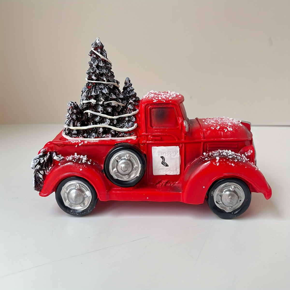 1pc Christmas Vintage Red Truck with Tree Figurine - Resin Collectible Tabletop Decor for Home & Holiday, Fashion Theme, Versatile Room Decor, Gift for Friends & Family House Of Avana