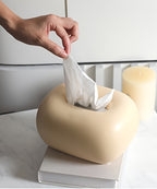 1pc Modern Minimalist Ceramic Tissue Box Holder - Sleek White Oval Design with Soft Interior, Stylish Home Decor for Living Room, Dining Table & Coffee Table Storage, Minimalist Home Decor House Of Avana