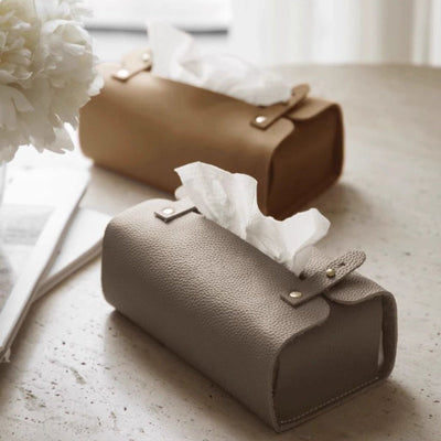 1pc Luxury Faux Leather Tissue Box Holder - Elegant Beige/White/ Brown/, Compact Tabletop Organizer with Open-Top Design, for Living Room, Bathroom, Office, Dining - Durable & Easy-Clean Surface - Ideal Housewarming Gift, Bat House Of Avana