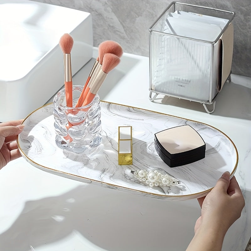 Vanity Tray - Non-Slip Marble Large