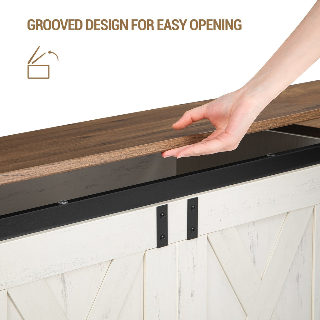 59" Storage Chest, Extra Large Storage Trunk with 2 Safety Hinges, Farmhouse Wooden Box Bench, Lift-Top Organizer Chest, Entryway Trunk for Bedroom, Living Room, White And Brown House Of Avana