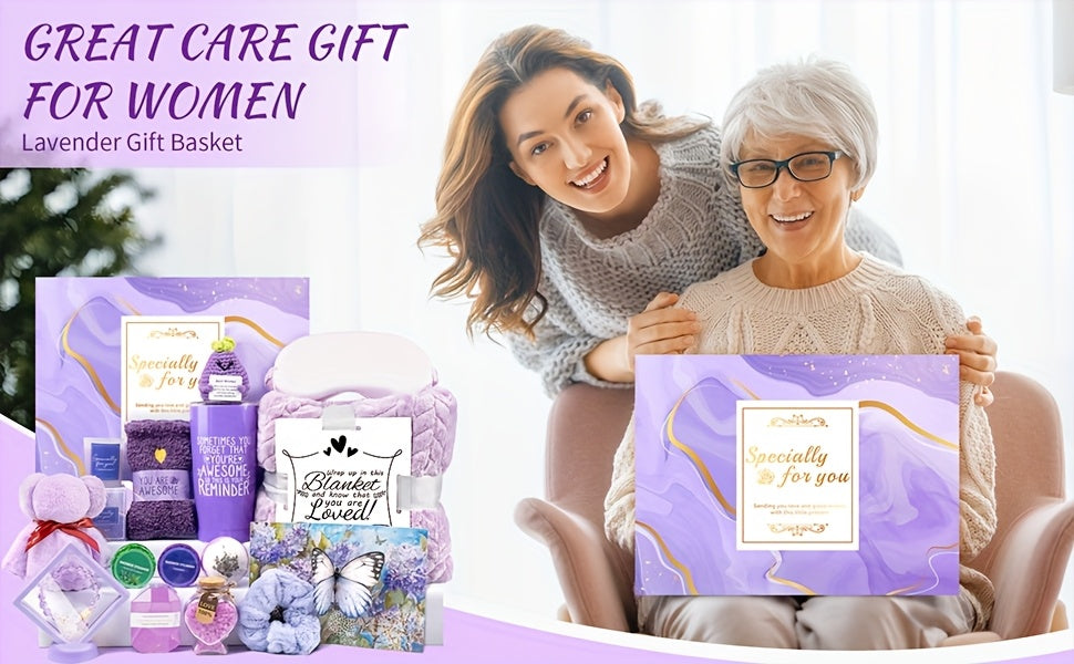 Gifts for Women, Lavender Gifts Set, 16pcs Gift Set for Women, Mom, Wife, Girlfriend, Sister, Unique for Birthday, Christmas, Valentine's Day, Mother's Day Gifts - Lavender Gift Basket Set House Of Avana