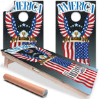 Eagle and Flag - Cornhole Board Wrap - Set of 2 Lone Star Art