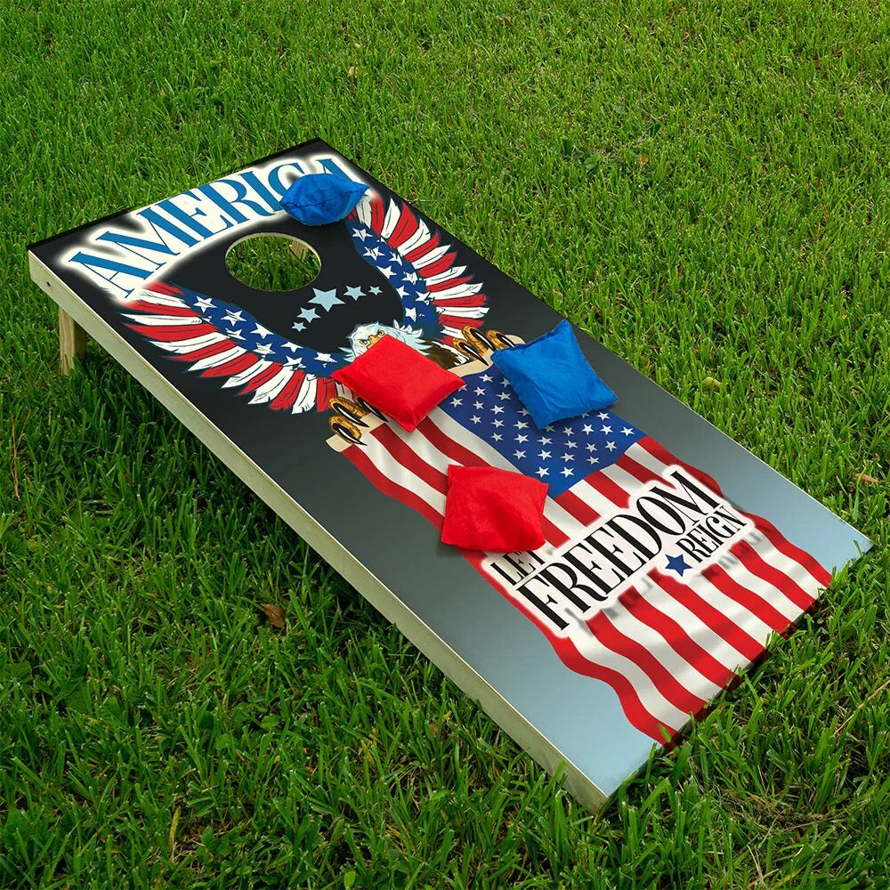 Eagle and Flag - Cornhole Board Wrap - Set of 2 Lone Star Art