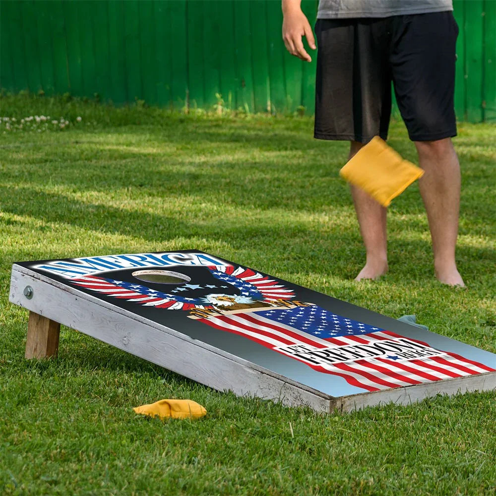 Eagle and Flag - Cornhole Board Wrap - Set of 2 Lone Star Art