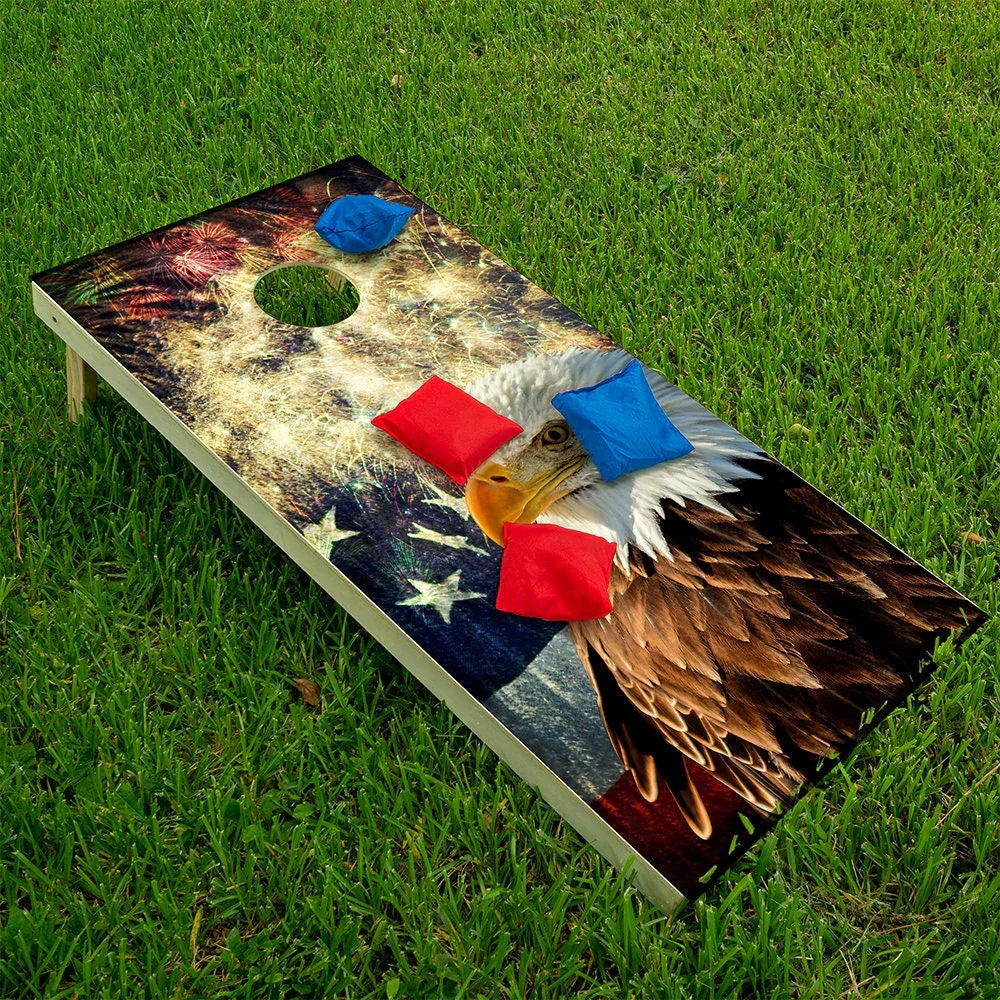 Eagle Flag Fireworks - Cornhole Board Wrap - Set of 2 Lone Star Art