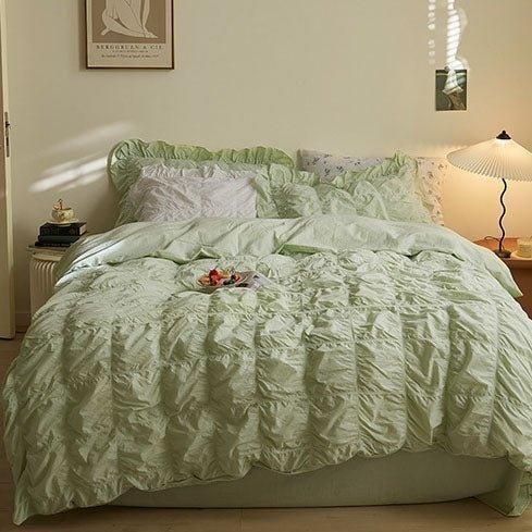 Earth Tone Marshmallow Puff Ruffle Bedding Set / Rust Pink Ever Lasting