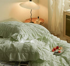 Earth Tone Marshmallow Puff Ruffle Bedding Set / Rust Pink Ever Lasting