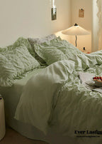 Earth Tone Marshmallow Puff Ruffle Bedding Set / Rust Pink Ever Lasting