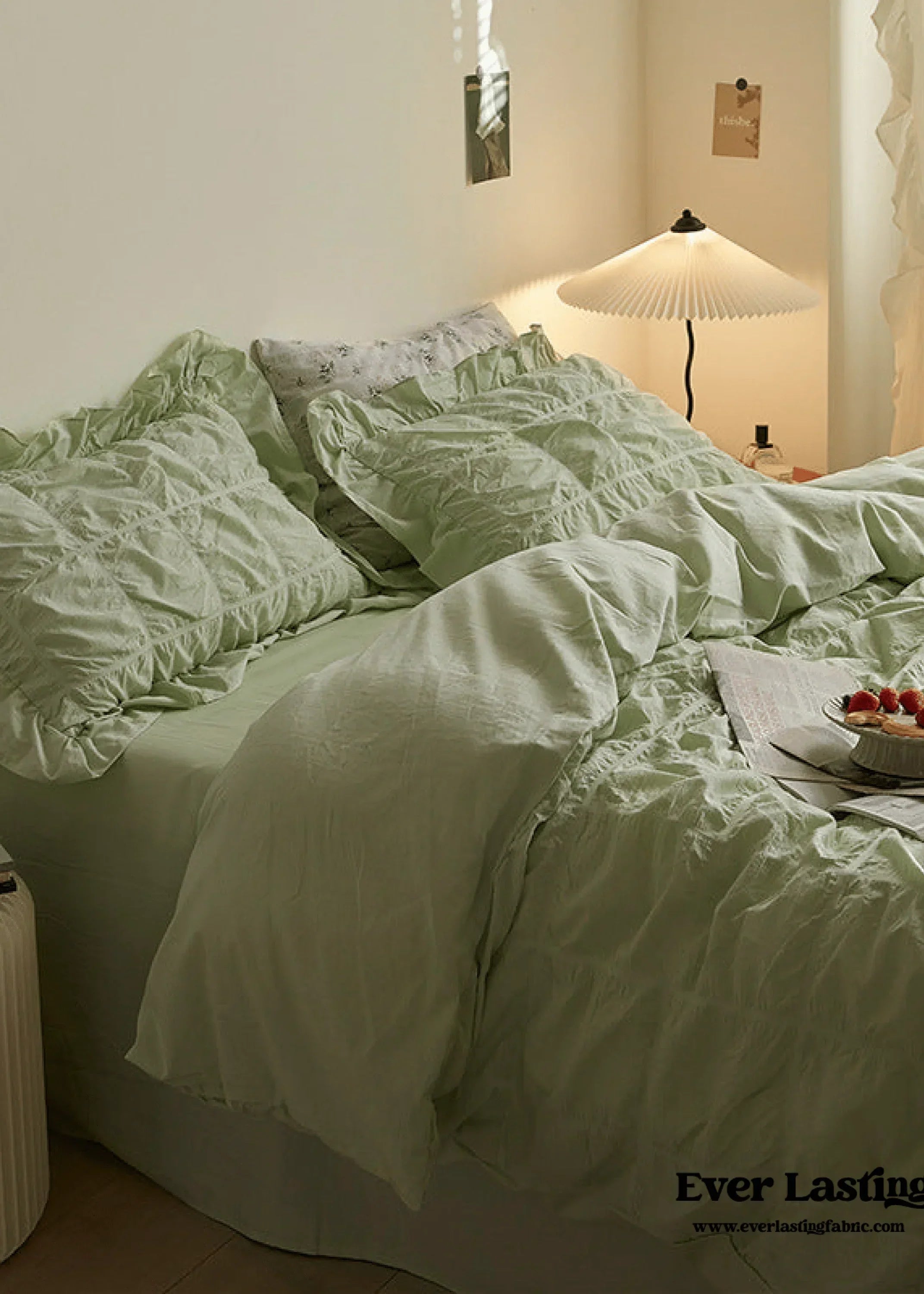 Earth Tone Marshmallow Puff Ruffle Bedding Set / Rust Pink Ever Lasting