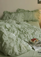 Earth Tone Marshmallow Puff Ruffle Bedding Set / Rust Pink Ever Lasting