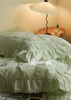 Earth Tone Marshmallow Puff Ruffle Bedding Set / Rust Pink Ever Lasting