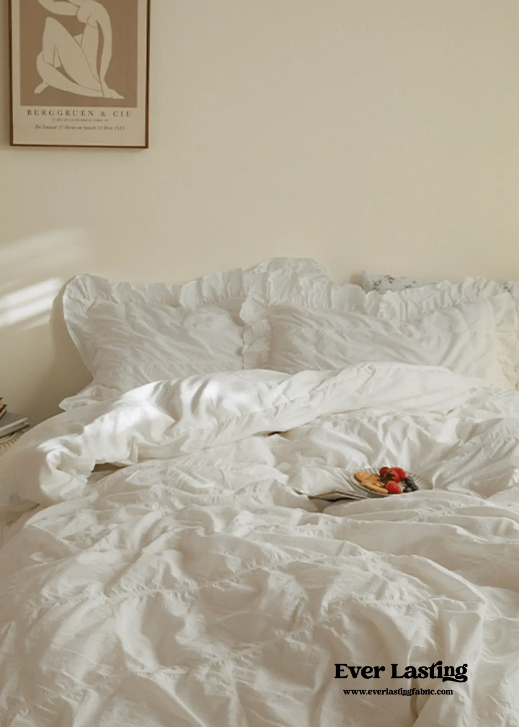 Earth Tone Marshmallow Puff Ruffle Bedding Set / Rust Pink Ever Lasting