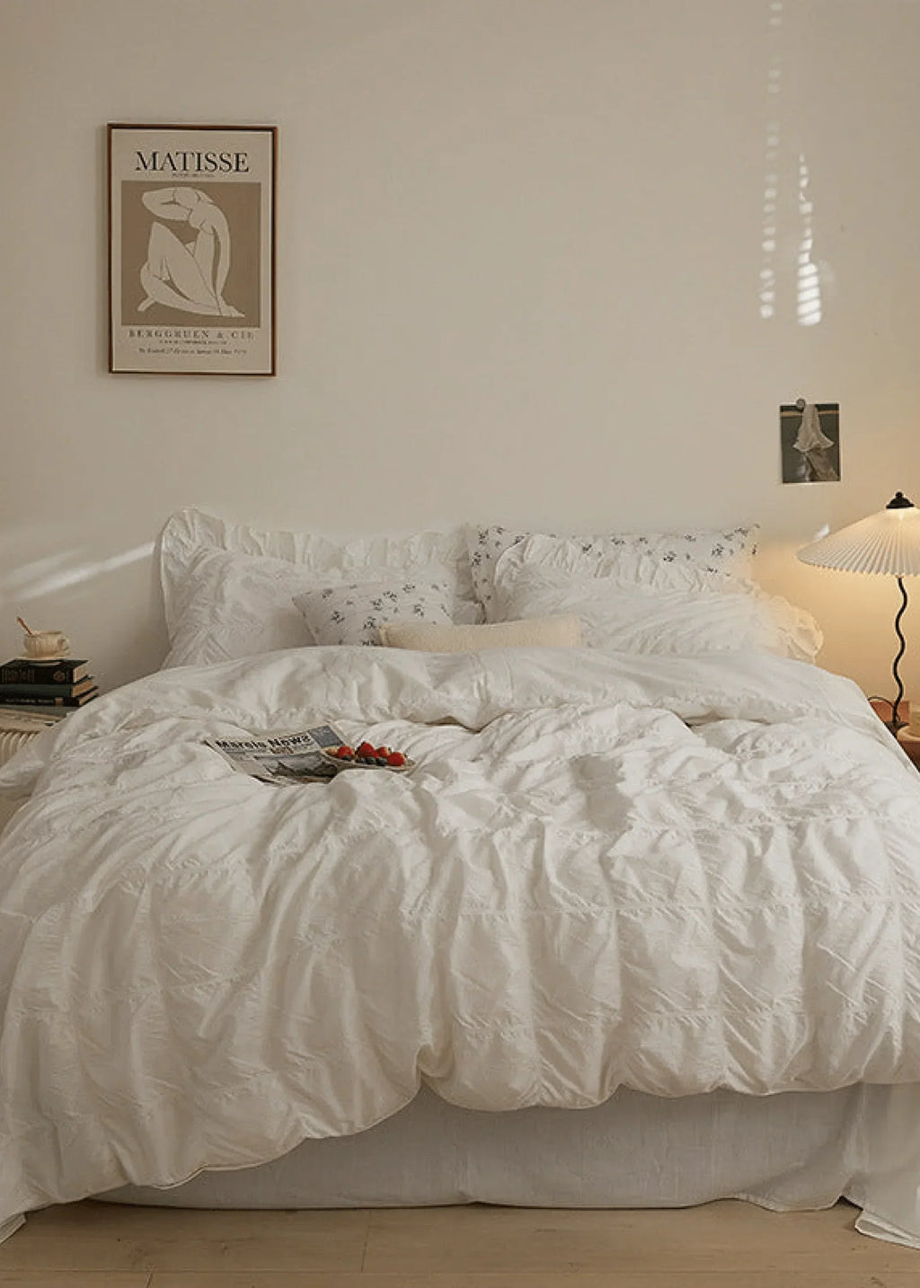 Earth Tone Marshmallow Puff Ruffle Bedding Set / Rust Pink Ever Lasting