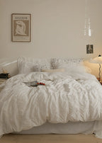 Earth Tone Marshmallow Puff Ruffle Bedding Set / Rust Pink Ever Lasting
