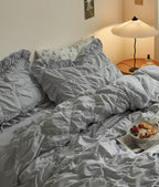 Earth Tone Marshmallow Puff Ruffle Bedding Set / Rust Pink Ever Lasting