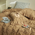 Earth Tone Marshmallow Puff Ruffle Bedding Set / Rust Pink Ever Lasting