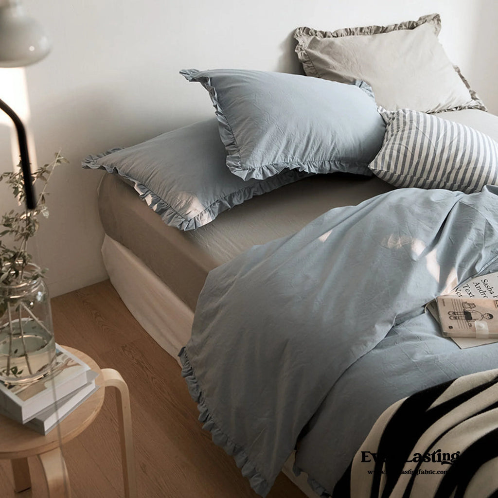 Earth Tone Ruffle Bedding Set / White Ever Lasting