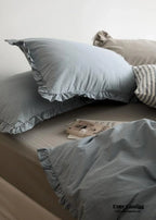 Earth Tone Ruffle Bedding Set / White Ever Lasting