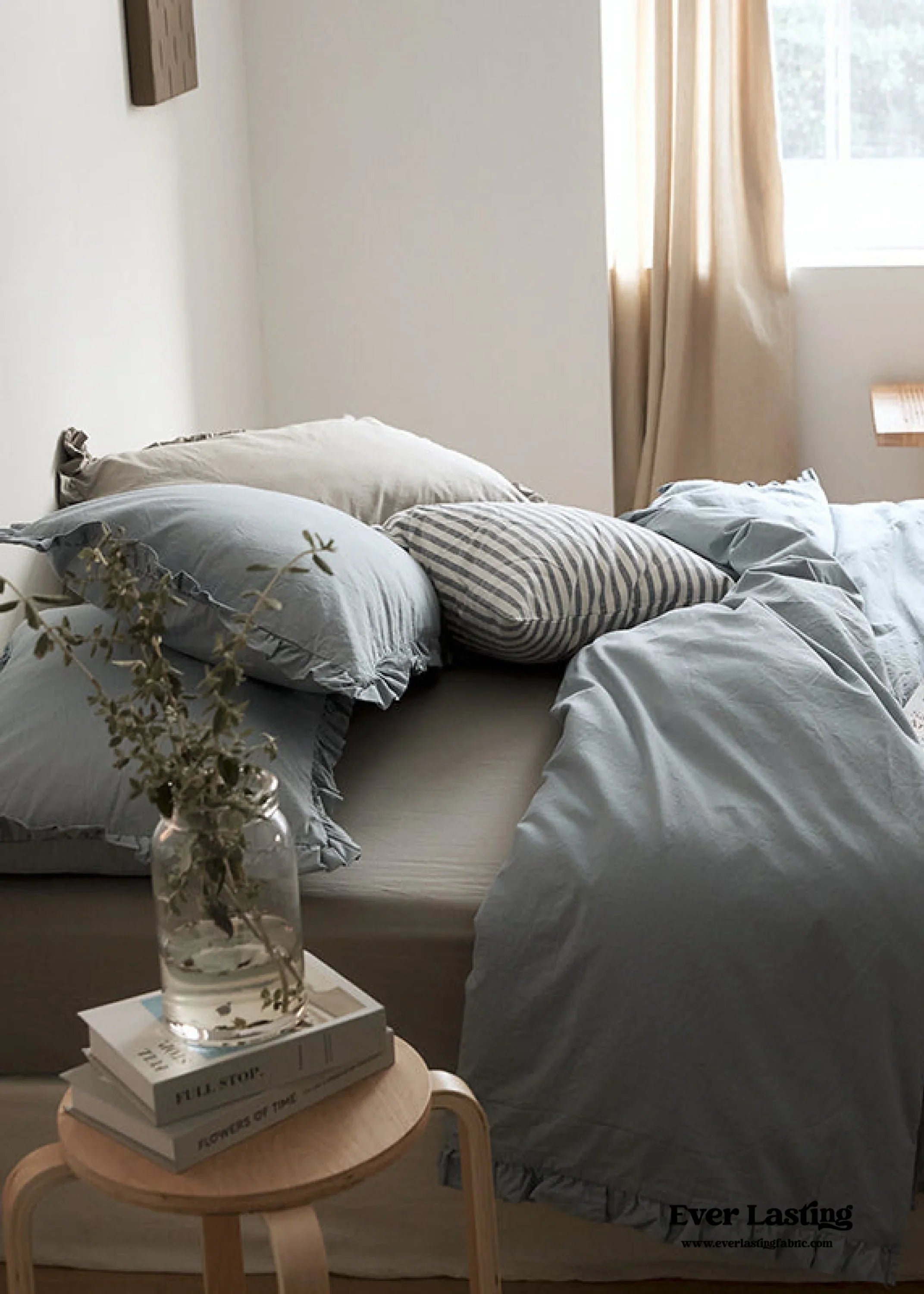 Earth Tone Ruffle Bedding Set / White Ever Lasting