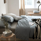 Earth Tone Ruffle Bedding Set / White Ever Lasting
