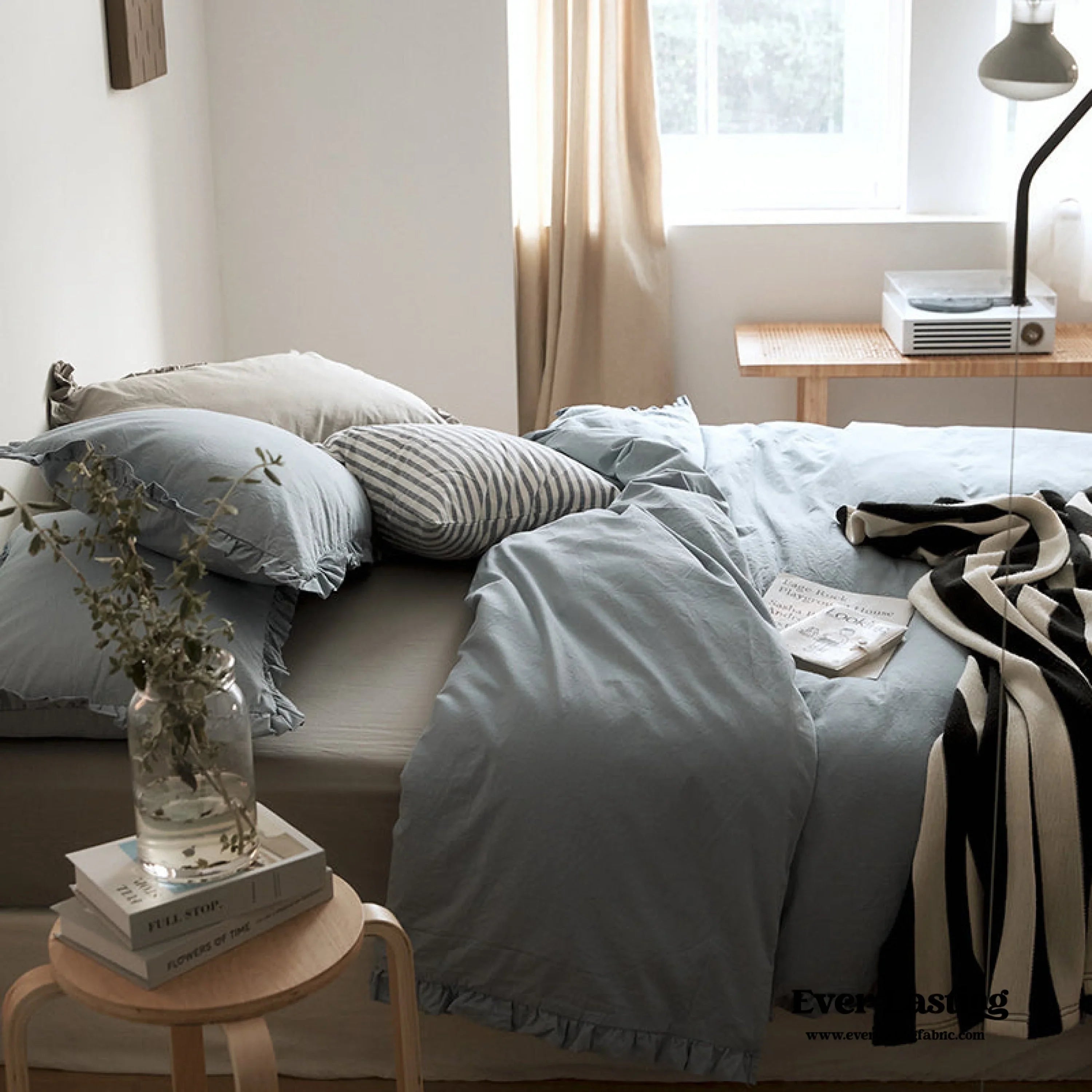 Earth Tone Ruffle Bedding Set / White Ever Lasting